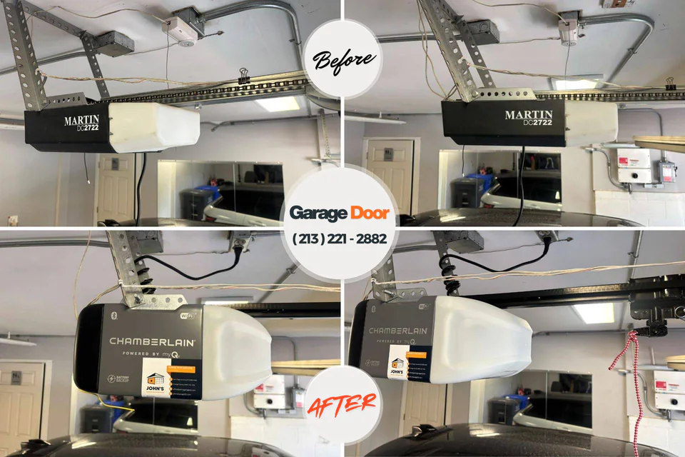 Before and after: garage door repair Castle Hills, TX